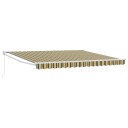  Manuell Uttrekkbar Markise Grønn og Hvit 400x350 cm  Markise Erstatningsstoff for 4x3.5 m Ramme Grønn og Hvit