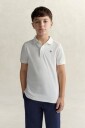 Shield Pique SS Polo Shirt WHITE 9 10Y