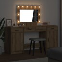  3 delt dressingbordsett med LED i artisan eik og konstruert tre