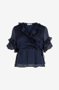 Vila Bluse viMolina 2/4 Flounce Wrap Blå