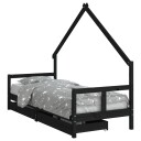 Vidaxl Barnesengeramme med skuffer svart 80x200 cm heltre furu