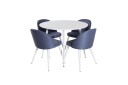 Venture Home Plaza Spisegruppe 100 cm Rund med 4 Velvet Stoler Blå