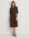 Lauren Ralph Lauren Fit And Flare Shirtdress   Brown   40