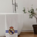 Licens Hvitt Real Madrid håndkle   70x140 cm   100% bomull   Mykt badehåndkle med Real Madrid logo