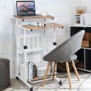 Justerbart laptopbord på hjul med ergonomisk høydejustering Hvit tre