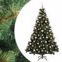 vidaXL Kunstig juletre med kuler 210 cm 300 LED-lys Varmhvit