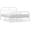 vidaXL Sengeramme i metall med hode- og fotgavl hvit 135x190 cm