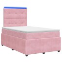 vidaXL LED boksseng med madrass Rosa 120 x 200 cm Fløyel