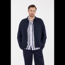 Meskar Overshirt Navy M Linen stretch zip overshirt