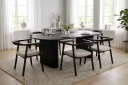 Jolie spisestol i tre med stoffsete   Svart/Beige