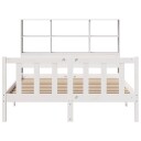  Seng med bokhylle uten madrass hvit 140x200 cm heltre furu 8721158604927