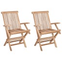 vidaXL Foldbar Hage Stol 2 stk. Naturlig Massivt Teaktre