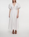 ROTATE Birger Christensen Puff Sleeve Midi Dress   White   36