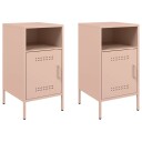  Nattbord 2 stk rosa 36x39x68 cm kaldvalset stål 843069