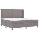  Bokseramme med Madrass og LED Taupe 200x200 cm Stoff