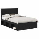  Sengestamme med madrass Svart 135 x 190 cm Massiv furu