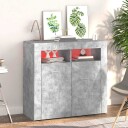 vidaXL Skjenk med LED-lys betonggrå 80x35x75 cm