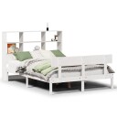  Seng med bokhylle uten madrass hvit 160x200 cm heltre furu 8721158606006