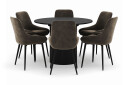 Scandinavian Choice Kopparbo Rund Spisegruppe 106 156cm med 6 Alsarp Spisestoler   Svart