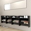 vidaXL Veggskoskap 4 stk svart 60x18x60 cm sponplate