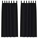  Gardiner med gardiner 2 pcs Svart Polyester