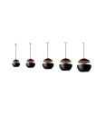 Here Comes The Sun Taklampe Sort & Kobber Ø25 cm
