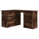 vidaXL Hjørnepult røkt eik 145x100x76 cm konstruert tre
