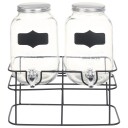vidaXL Drikkedispensere 2 stk med stativ 2 x 4 L glass