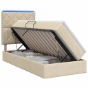 vidaXL LED lagringseng med madrass Krem 100 x 200 cm Stoff
