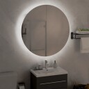 vidaXL Baderomsskap med rundt speil og LED hvit 54x54x17,5 cm