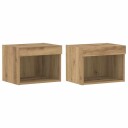  Veggskap med LED lamper 2 stk Artisan Eik 40x30x30 cm
