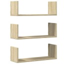  Vegghyller 3 stk sonoma eik 58x18x18 cm sponplate