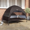 Vidaxl Hevet Hundeseng 127 X 81 X 108 cm Stoff Og Stål Brun
