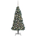 vidaXL Kunstig Forhåndsbelyst Juletre med Kule Sett grønn 150 cm PET