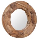 vidaXL Dekorativt speil teak 60 cm rundt