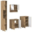  Baderomsinnredningssett Veggmontert med dør 4 pcs Artisan Eik