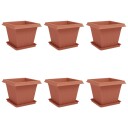 vidaXL Plantepotter 6 pcs Klinker Rød 43 x 43 x 33,5 cm Plast