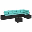 vidaXL Hagesofa Set med lagring Svart og turkis polyrotting
