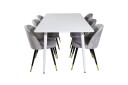 Venture Home Polar Spisegruppe 180 cm Rektangulær med 6 Velvet Stoler Sort/Guld