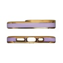 Hurtel Moteveske for iPhone 12 Pro Gold Frame Gel Cover Purple
