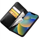 Qialino Classic iPhone 14 Lommebok-deksel I Lær Svart