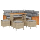 vidaXL Hagesofa Set 9 stk. 7-Antall seter Beige og lys grå polyrotting