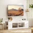 TV stativ med 6 hyller og glass 140 cm hvit