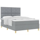  Box Spring Seng med Madrass Lysegrå 140x190 cm Stoff