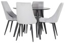 Venture Design Plaza & Leone spisegruppe Svart/grå 4 st stoler & bord 100 cm