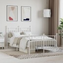 vidaXL Sengeramme i metall med hode- og fotgavl hvit 120x200 cm 8720845883829