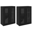  Vegghengte skap 2 pcs Svart eik 69.5 x 34 x 90 cm