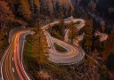 Autumn Road Light Trails Plakat / 100x150