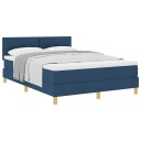 Box Spring Seng med madrass Blå 160x200 cm Stoff