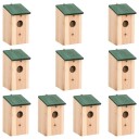 vidaXL Fuglehus 10 stk heltre gran 12x12x22 cm